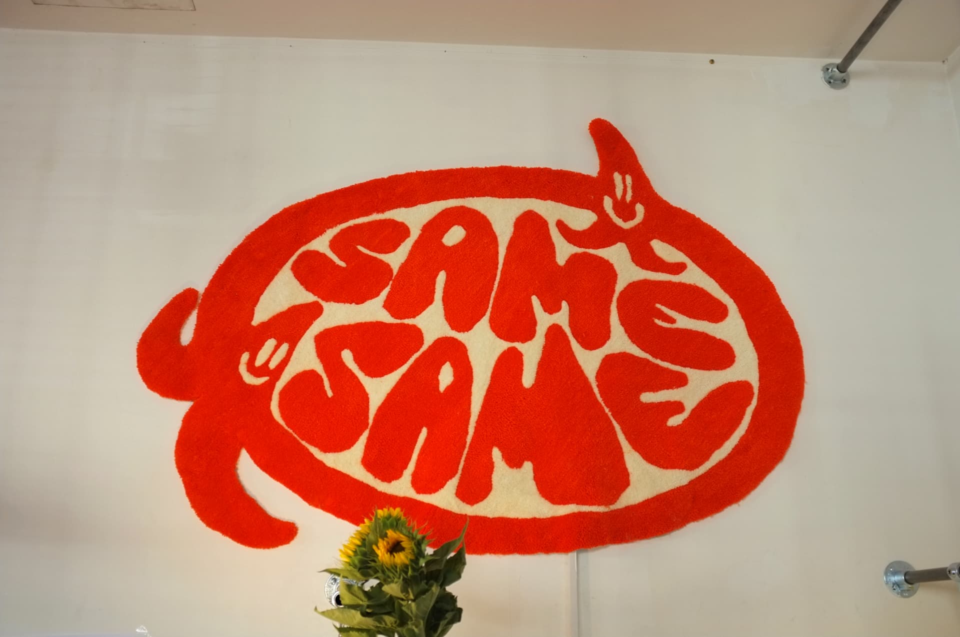 SAME SAME Logo-Teppich an der Wand im Store